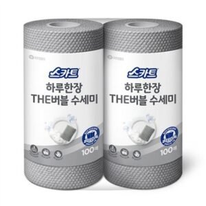 스카트 하루한장 THE버블 수세미, 그레이, 100매, 2입, 1팩
