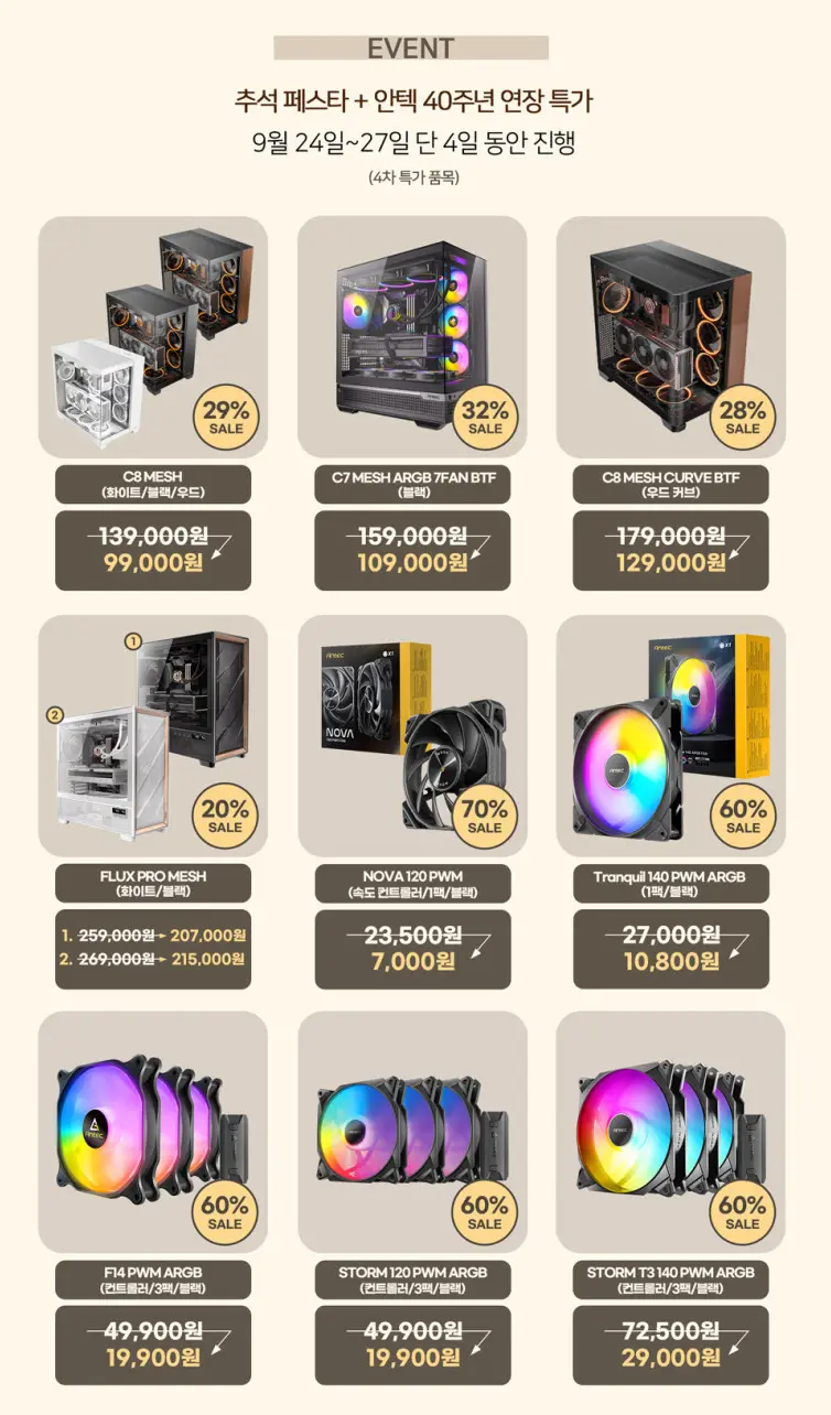 Antec C8 MESH WHITE 외 안텍 40주년 4차 할인