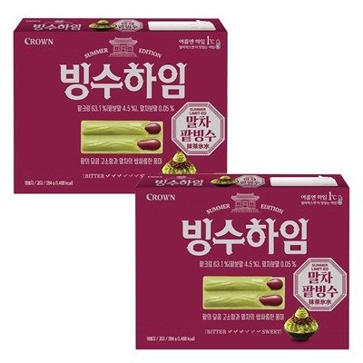 크라운 빙수하임 말차팥빙수, 284g, 2개