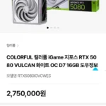 COLORFUL 컬러풀 iGame 지포스 RTX 5080 VULCAN 화이트 OC D7 16GB 도우정보