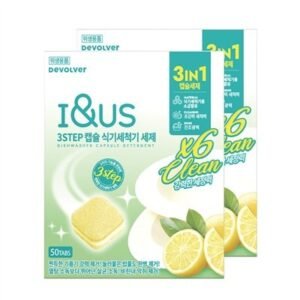아이앤어스 3스텝 캡슐 식기세척기 타블렛 세제, 레몬향, 50개입, 500g, 2개