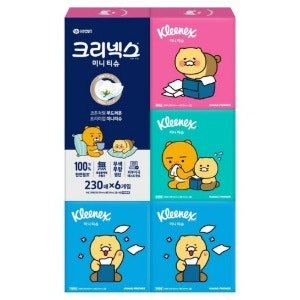 크리넥스 코튼처럼 부드러운 프리미엄 미니티슈 카카오프렌즈, 230매입 (230매입 × 6개)