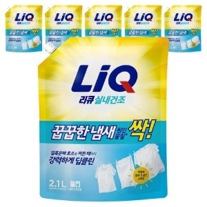 리큐 진한겔 꿉꿉한 냄새 원인물질 싹 일반드럼겸용 프레시 런드리향 액상세제 리필, 2.1L (2.1L × 6개) 100ml당…