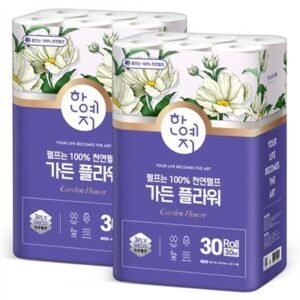 한예지 가든 플라워 3겹 천연펄프 화장지, 30m, 30롤, 2팩