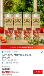 돈시몬 100% NFC 착즙 토마토주스 1L 4팩