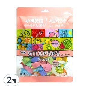 샤오커오라 민트향 비타민C 과일 12종 믹스 무설탕 사탕 캔디, 100g (100g × 2개)