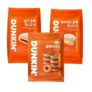던킨 미니도넛, 딸기 듬뿍 250g 1팩 + 바바리안 250g 1팩 + 글레이즈드 135g 1팩, 3팩