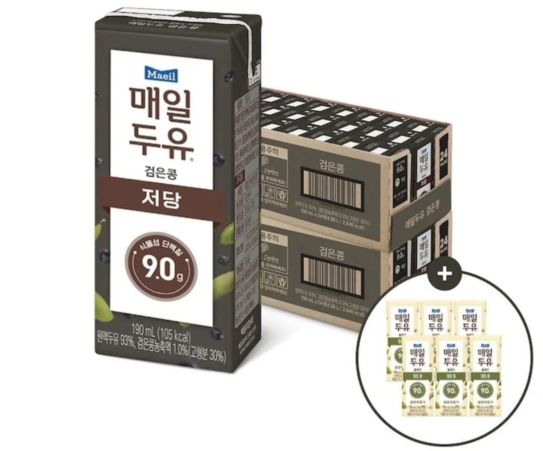 매일두유 검은콩 190ml 48팩+99.9 플레인 6팩 증정