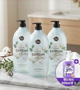 샤워메이트 프레시 바디워시 클린 코튼향 1.2kg X3개 +핸드워시 500ml