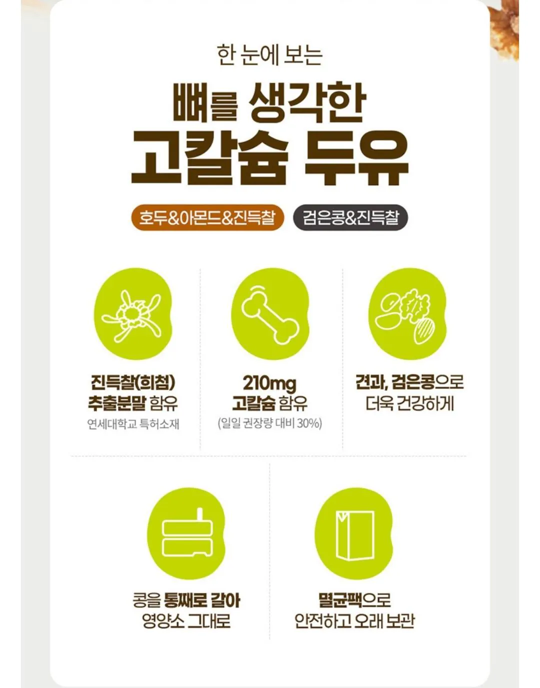 연세 고칼슘 두유 진득찰 검은콩+호두아몬드 180ml 96팩