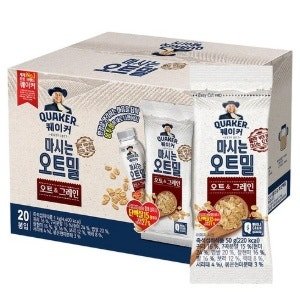퀘이커 마시는 오트밀 오트 앤 그레인 낱봉팩, 50g (20개)