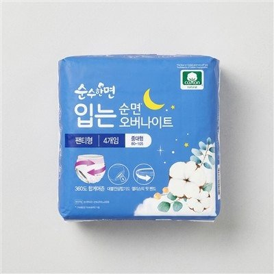깨끗한나라 순수한면 입는 오버나이트, 중대형, 4개입, 3팩