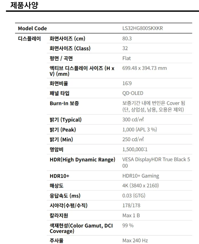 오디세이 OLED G8 G80SH 80cm(32인치) LS32HG800