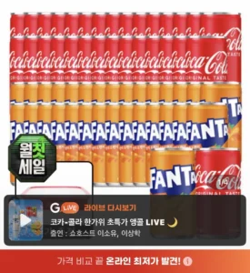 코카콜라+환타오렌지 190ml 60캔 (각 30캔) +(증정) 코카콜라 반찬통
