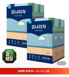 모나리자 미용티슈 300매 6입 2개 (총12개)