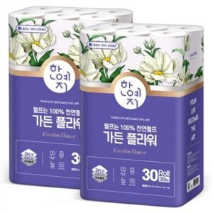 한예지 가든 플라워 3겹 천연펄프 화장지, 30m, 30롤, 2팩