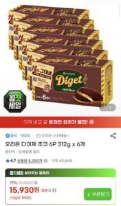 오리온 다이제 초코 6P 312g x 6개