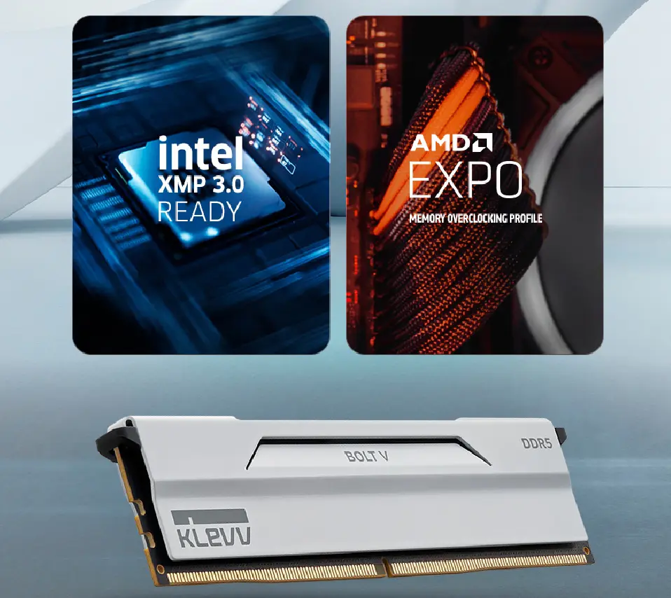 한정수량_클레브 6400 CL32 BOLT V 화이트 AMD 패키지 32GB(16Gx2)