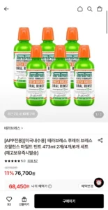 테라브레스 후레쉬 브레스 오랄린스 마일드 민트 473ml 6병