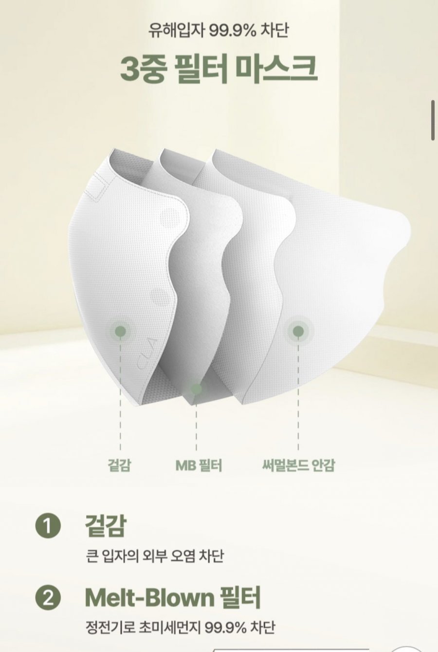 허글리 KF94 컬러 새부리형 마스크 100매