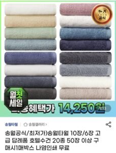 송월타월 라이트 무지 6개 외 다양