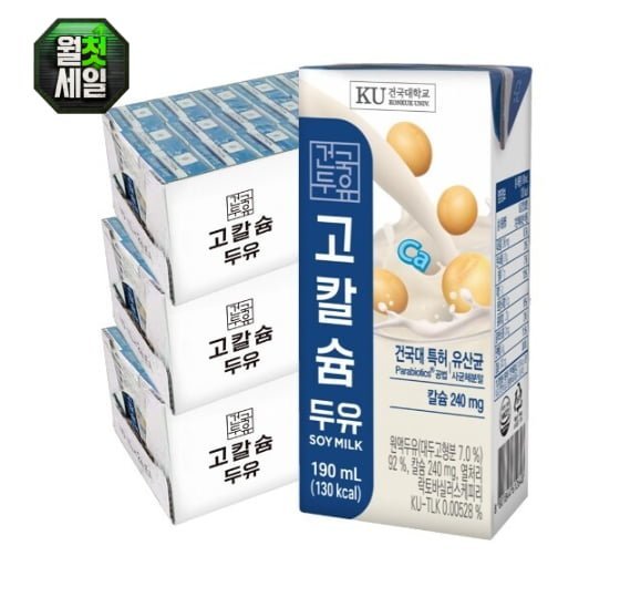 건국유업 고칼슘두유 190ml 72팩