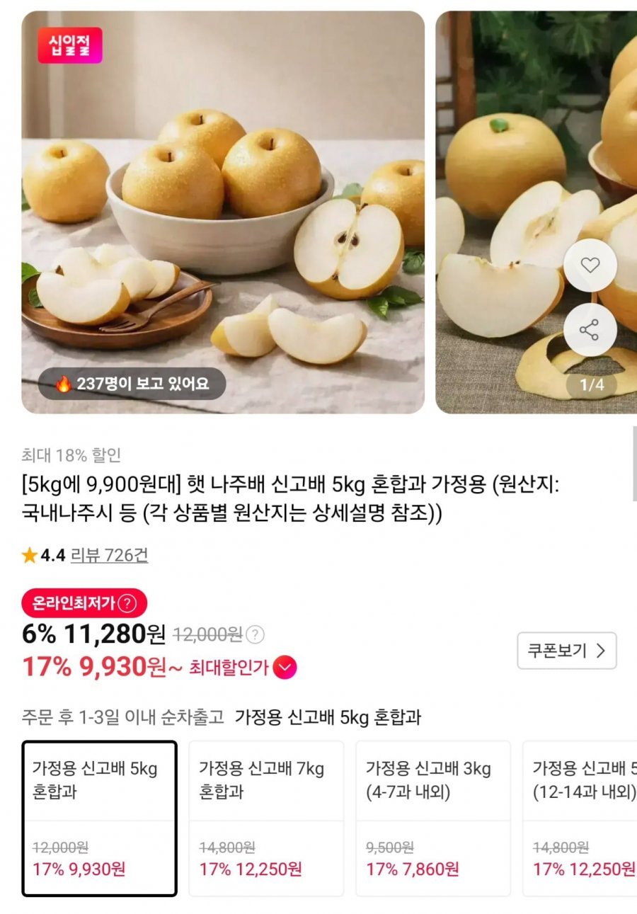 햇 나주배 신고배 5kg 혼합과