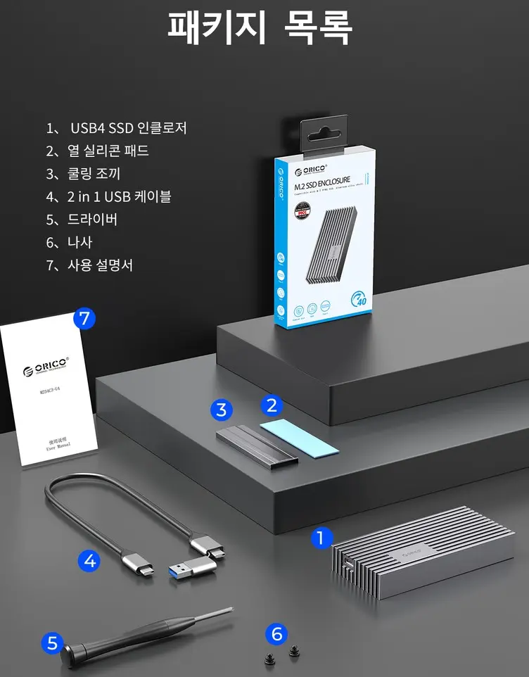 오리코 USB4.0 M.2 NVME 40Gbps SSD 케이스 M234C3-U4