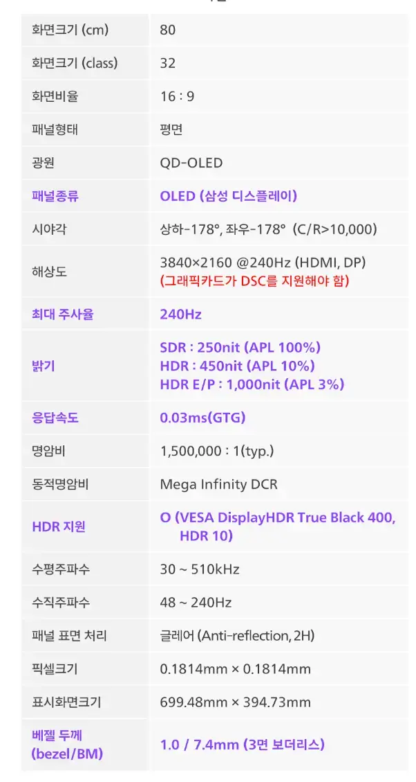 필립스 에브니아 32M2N8800 UHD OLED 240hz 모니터