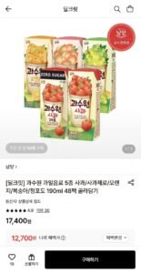 남양 과수원 과일음료 5종 190ml 48팩