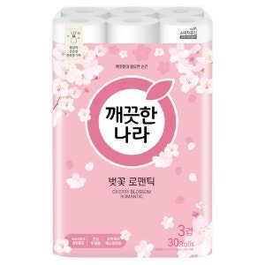 깨끗한나라 벚꽃 로맨틱 천연펄프 3겹 고급롤화장지 (27m x 30개입 x 1개) 10m당 148원