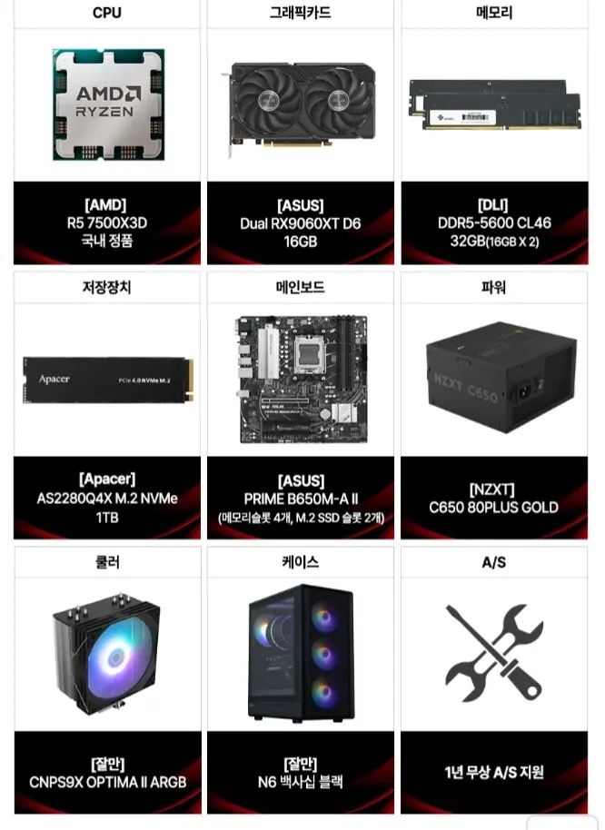 7500X3D RX9060XT 16GB+32GB+1TB