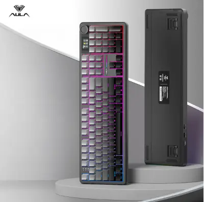 AULA 독거미 F108 pro 저소음 솜사탕축 기계식 키보드 블랙 8000mah