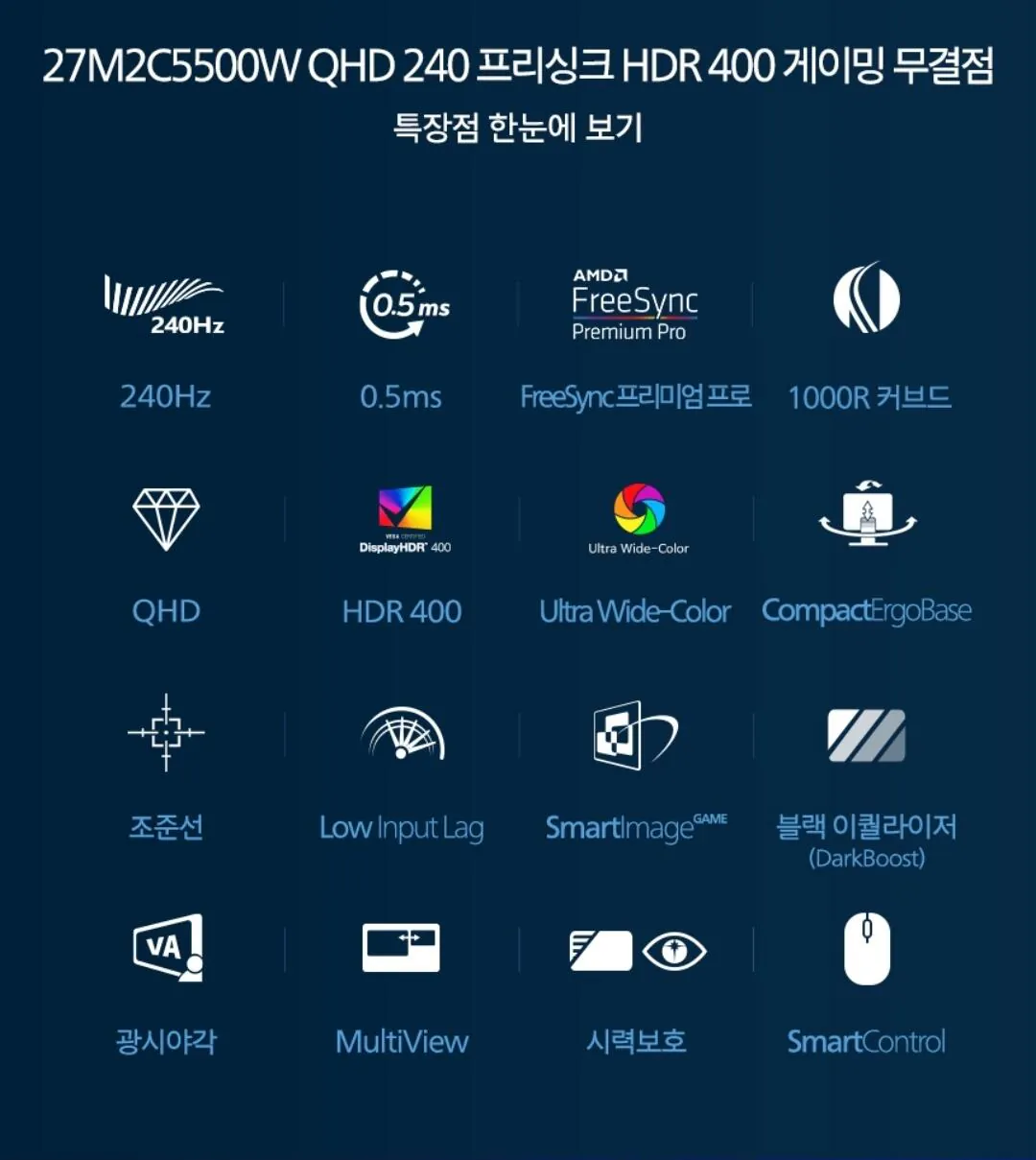 필립스 에브니아 27M2C5500W QHD 240hz 모니터