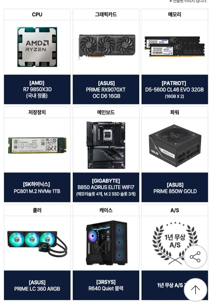 9850X3D RX9070XT 16GB +32GB +1TB