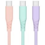 홈플래닛 PD 60W C to C 초고속충전 케이블 (2m x 민트 / 핑크 / 퍼플 x 3개)