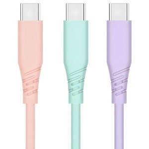 홈플래닛 PD 60W C to C 초고속충전 케이블 (2m x 민트 / 핑크 / 퍼플 x 3개)