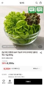 친환경 GAP 무농약 부여 유러피안 샐러드 채소 1kg