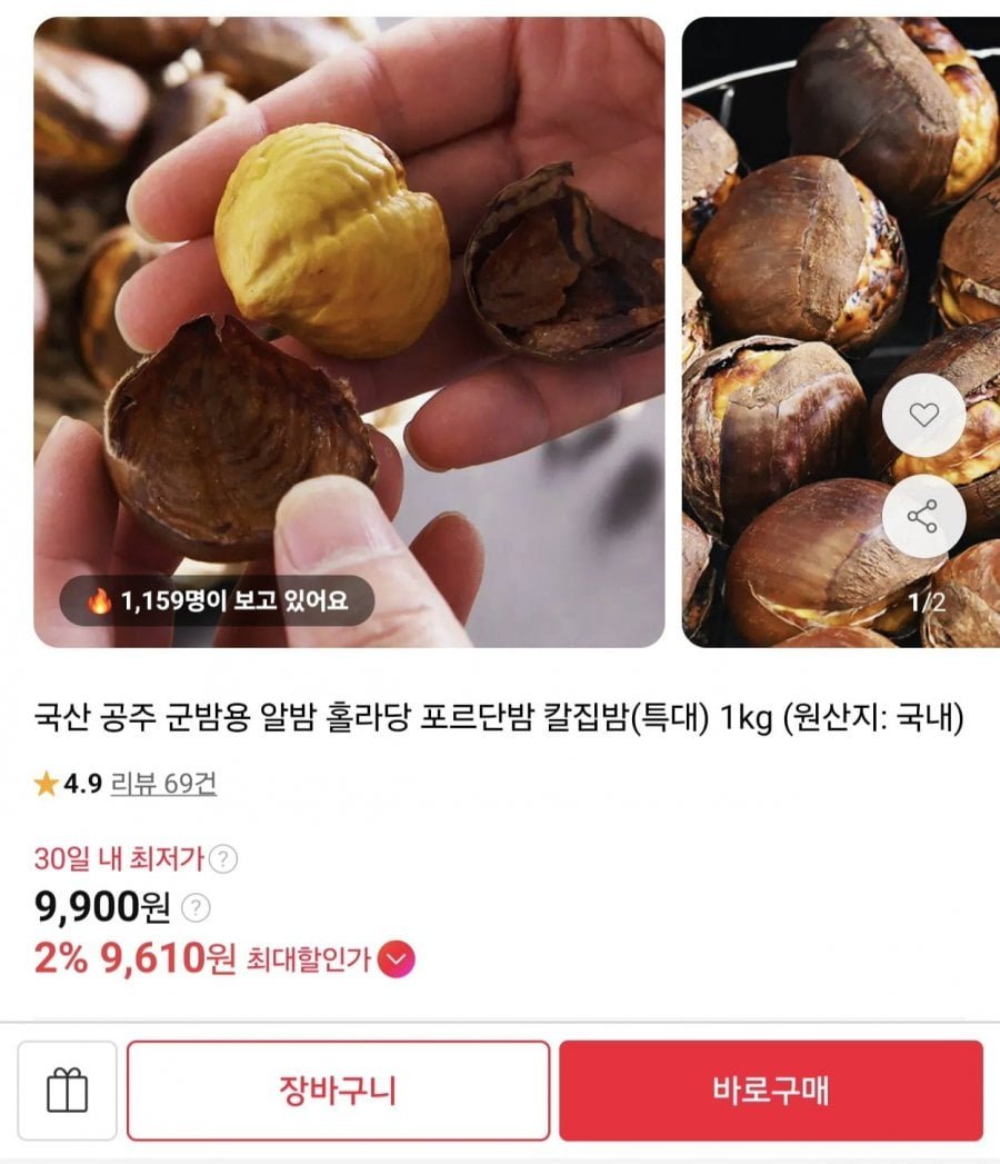 국산 공주 칼집밤 특대 1kg