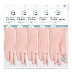 프로그 라텍스 컴포트 고무장갑 (베이비핑크 x 중(M) x 5세트) 1세트당 1,136원