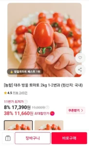 (농할30%) 대추 방울토마토 2kg (1-2번과)