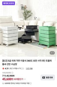 리퍼 360도 회전 5단 트롤리 수납장