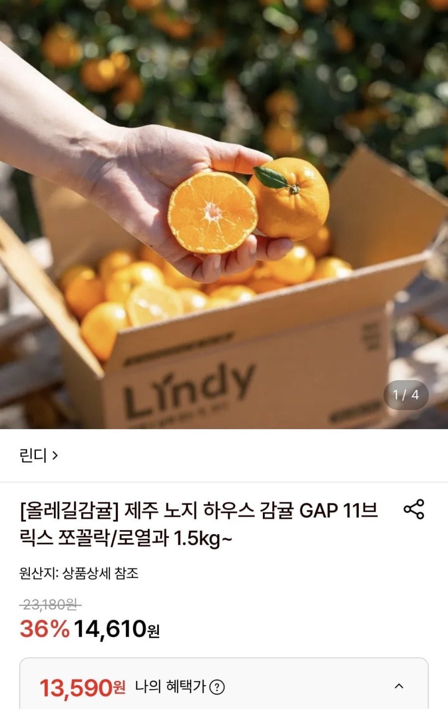 올레길 하우스감귤 2kg 중대과 L-2l