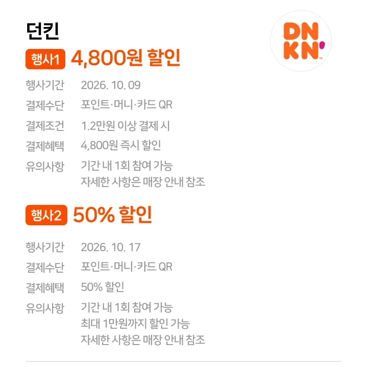 네이버페이로 12000원 결제시 4800원 할인 외 (10/9)