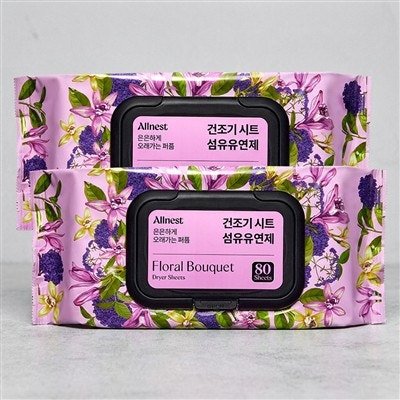 올네스트 퍼퓸 건조기 시트 섬유유연제 플로럴부케, 80매, 2개