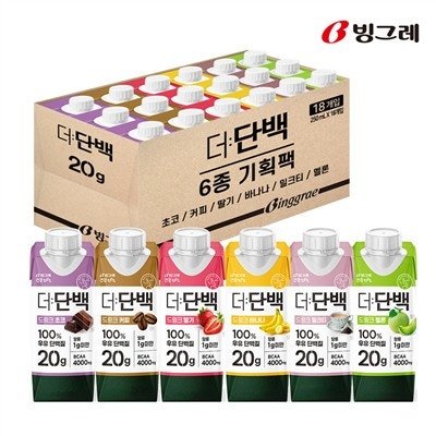 빙그레 더단백 250ml 6종 혼합 18개 단백질 음료