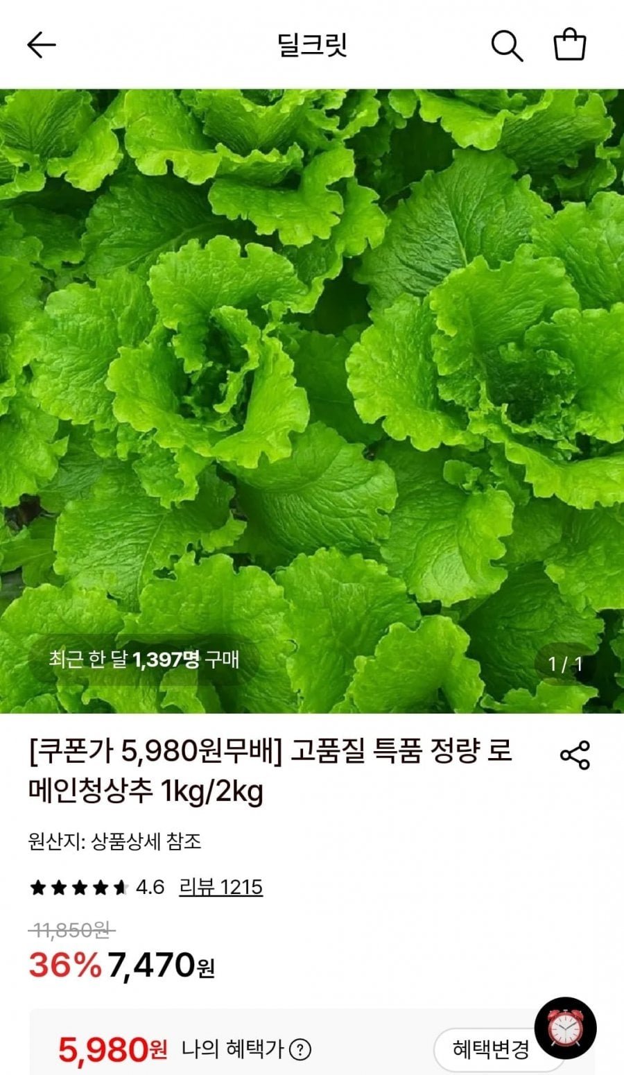 로메인청상추 1kg