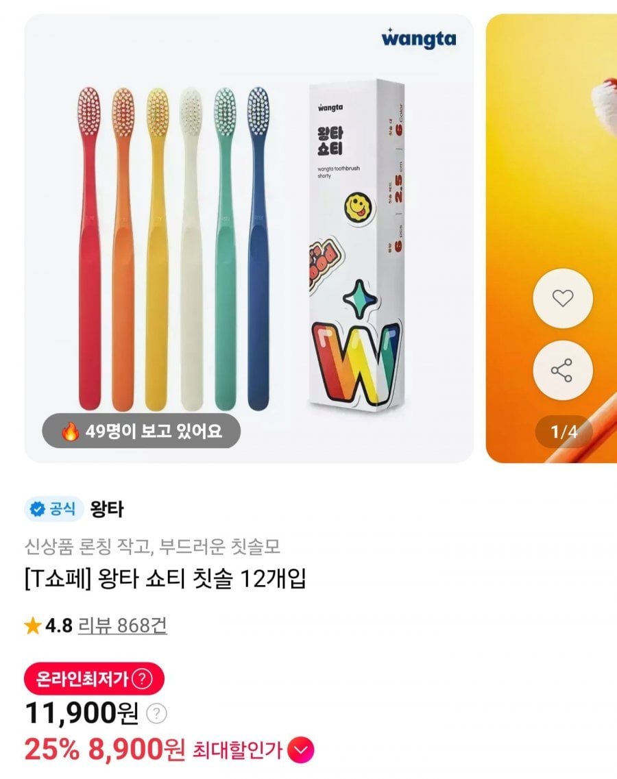 T쇼페 왕타 쇼티 칫솔 12개입