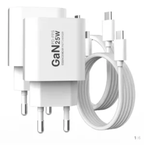 에센스웨어 PPS GaN C타입 25W 초고속 충전기 C to C 60W 1M 케이블 2세트