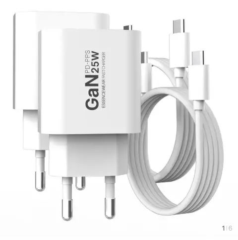 에센스웨어 PPS GaN C타입 25W 초고속 충전기 C to C 60W 1M 케이블 2세트